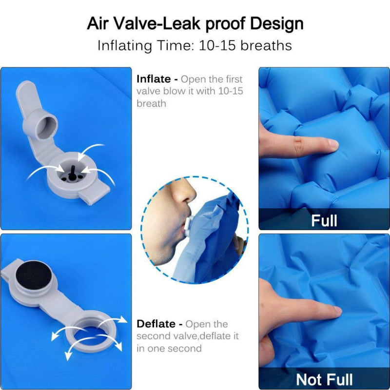 Inflatable Camping Air Mattress with Pillow – 500g Ultralight, 144 Flexible Air Cells, Dual-Layer Insulation, Leak-Proof Valve | Backpacking, Hiking & All-Season Camping