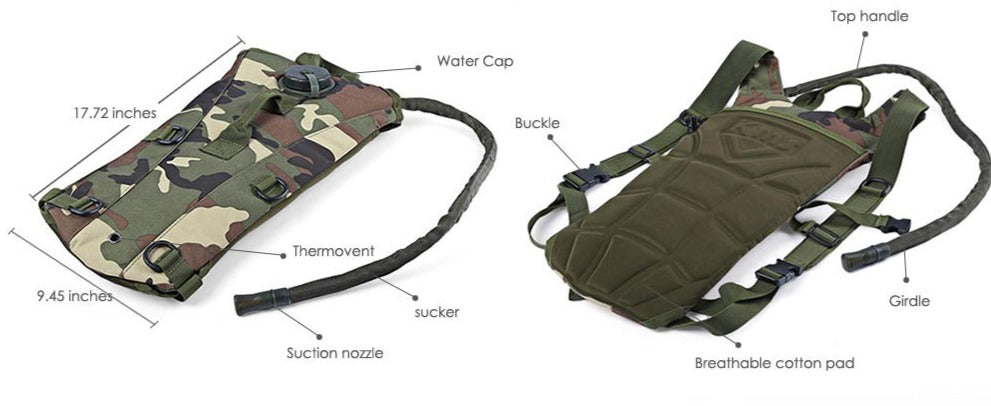 3L Hydration Backpack – Water-Resistant Oxford Fabric, Hands-Free Drinking Hose, Breathable Back Pad, Adjustable Unisex Fit