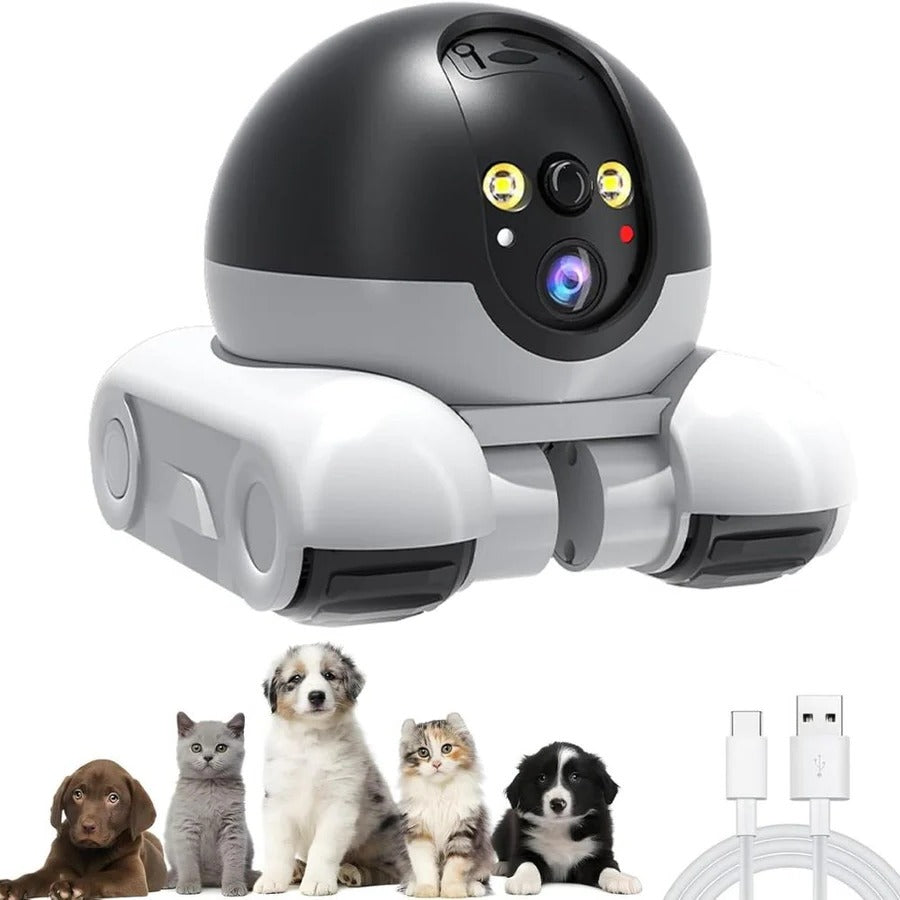 Olyyra Indoor Mobile Pet Camera – 1080p HD Live Streaming, Remote Drive Control, Two-Way Audio, Night Vision, WiFi App | Dog & Cat Home Monitor
