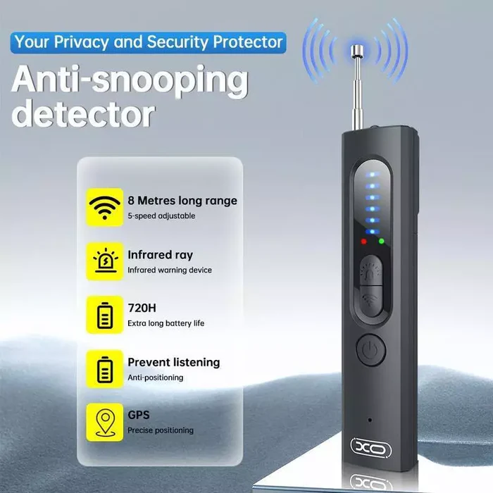 Olyyra Advanced Hidden Camera & GPS Detector – Military-Grade RF Detection, 1MHz–6.5GHz Range, 25-Hour Battery, 6 Sensitivity Levels for Hotel, Airbnb & Travel Privacy