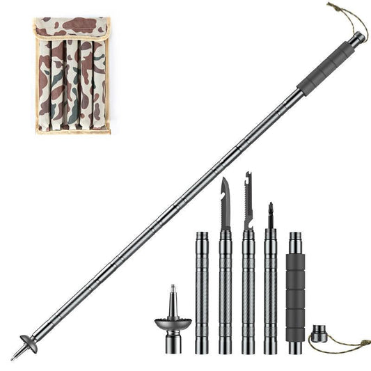 Olyyra Collapsible Trekking Pole Set – 100% Aircraft-Grade Aluminum, EVA Foam Grip, Built-In Compass & Emergency Whistle, Metal & Rubber Tips Included | All-Terrain Hiking, Backpacking & Wilderness Survival