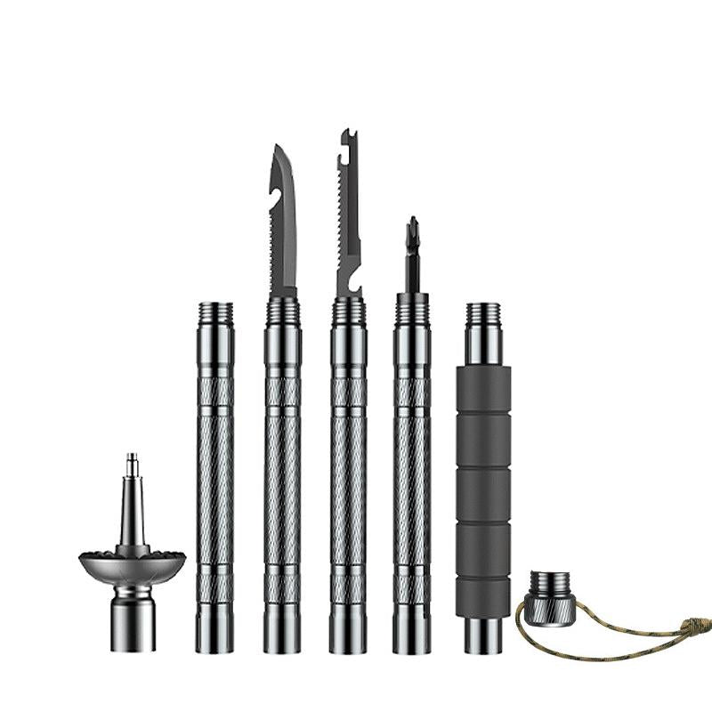 Olyyra Collapsible Trekking Pole Set – 100% Aircraft-Grade Aluminum, EVA Foam Grip, Built-In Compass & Emergency Whistle, Metal & Rubber Tips Included | All-Terrain Hiking, Backpacking & Wilderness Survival