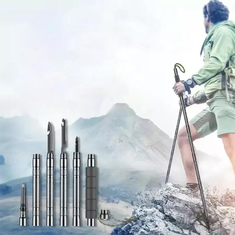 Olyyra Collapsible Trekking Pole Set – 100% Aircraft-Grade Aluminum, EVA Foam Grip, Built-In Compass & Emergency Whistle, Metal & Rubber Tips Included | All-Terrain Hiking, Backpacking & Wilderness Survival