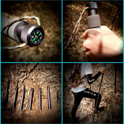 Olyyra Collapsible Trekking Pole Set – 100% Aircraft-Grade Aluminum, EVA Foam Grip, Built-In Compass & Emergency Whistle, Metal & Rubber Tips Included | All-Terrain Hiking, Backpacking & Wilderness Survival