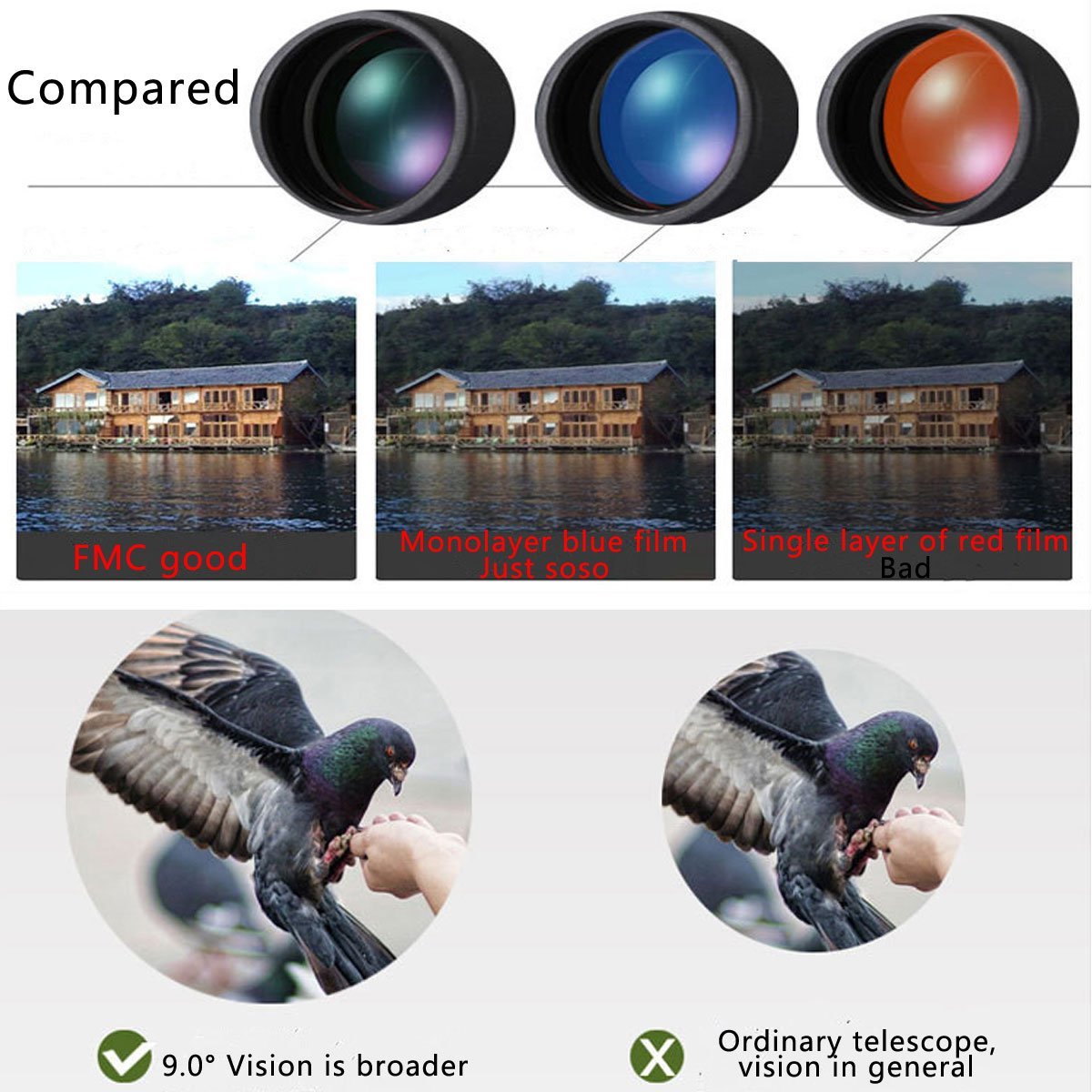 Olyyra 16x52 HD Monocular Binocular Camera – 10x Magnification, BAK4 Prism, Photo & Video Capture for Wildlife, Hiking & Travel