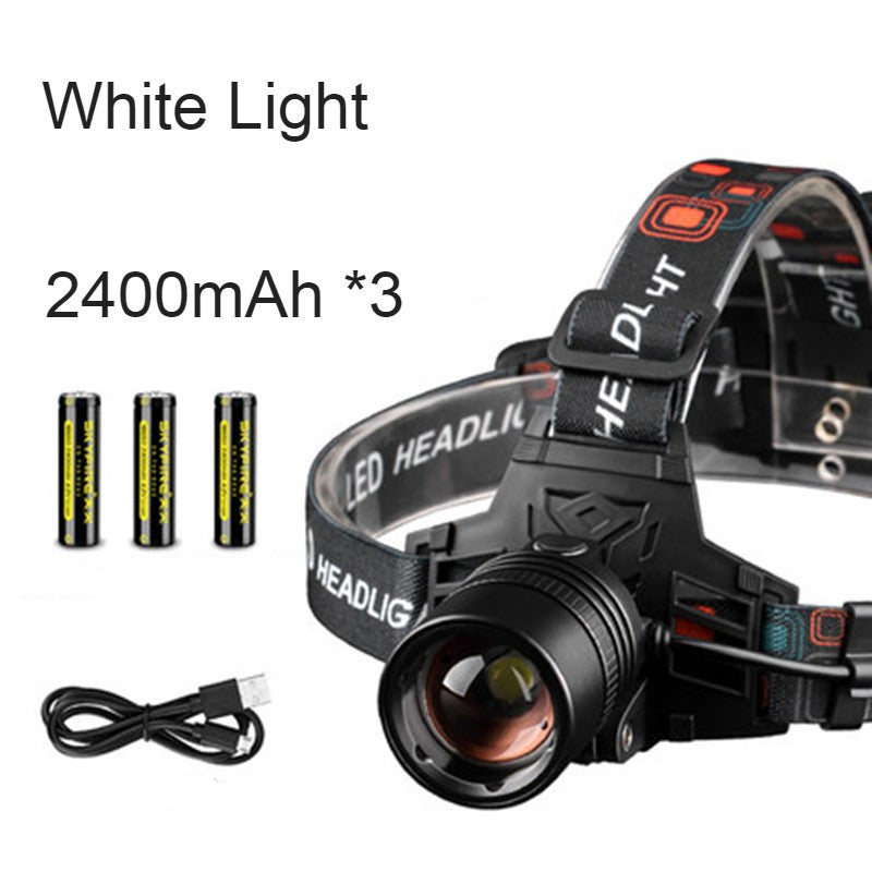 Olyyra Rechargeable LED Headlamp with Power Bank – Zoomable Beam, 3 Light Modes, 3×2400mAh, Waterproof, 8–16 Hour Runtime | Camping, Hiking, Hunting & Outdoors
