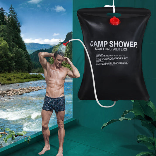 Olyyra 20L Portable Solar Shower Bag – Heats to 40°C in 3 Hours, 28-Hole Showerhead, 64cm Hose, Push-Pull Flow Control, Leak-Proof | Camping, Hiking & Outdoor Bathing
