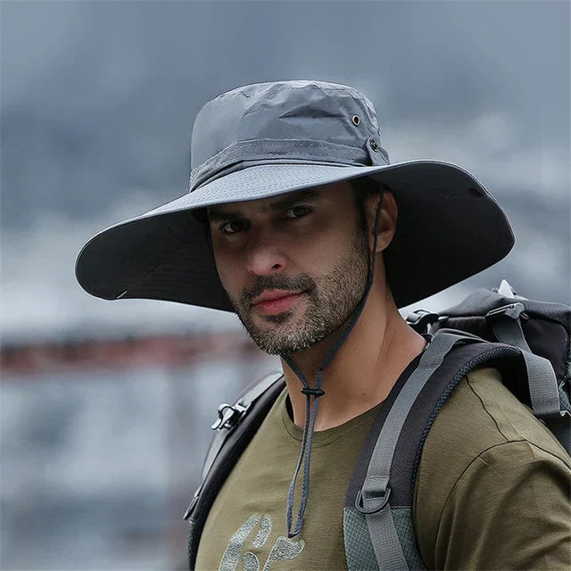 Olyyra SUNNY Men's UV Protection Bucket & Cowboy Sun Hat – Ventilated Mesh, Wide Brim, Adjustable 53–59cm, Multiple Colors | Fishing, Hiking & Beach