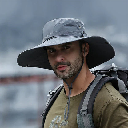 Olyyra SUNNY Men's UV Protection Bucket & Cowboy Sun Hat – Ventilated Mesh, Wide Brim, Adjustable 53–59cm, Multiple Colors | Fishing, Hiking & Beach