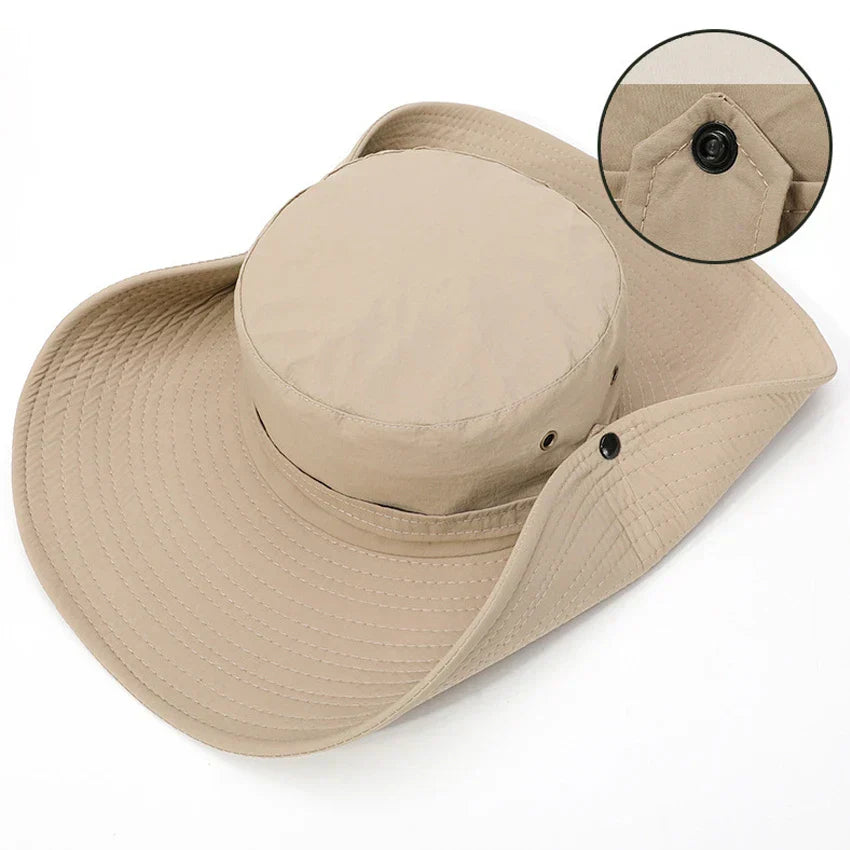 Olyyra SUNNY Men's UV Protection Bucket & Cowboy Sun Hat – Ventilated Mesh, Wide Brim, Adjustable 53–59cm, Multiple Colors | Fishing, Hiking & Beach