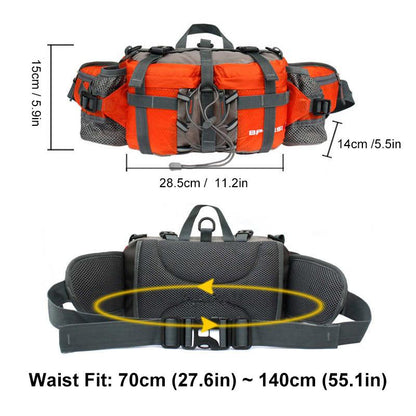 Olyyra Outdoor Hiking Hip Bag – 5L Waterproof Nylon Waist Pack with Dual Bottle Holders & 3 Carry Styles for Trail, Running & Travel