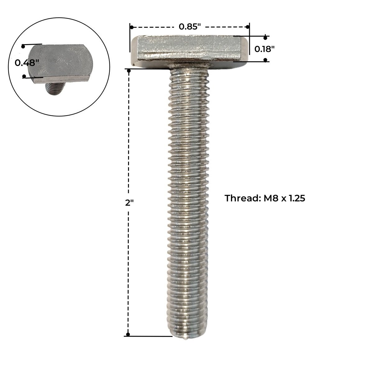 Olyyra M8 T-Slot Bolt Set – 10 Pieces, Strip-Resistant Secure Fit | Rooftop Tent & Roof Rack T-Track Mounting Hardware