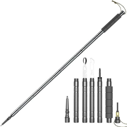 Olyyra Tactical Folding Trekking Pole – Multi-Tool Survival Hiking Staff with Knife, Fire Starter, Compass & Emergency Tools for Camping & Bushcraft
