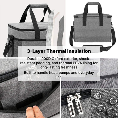 Olyyra 33L Collapsible Waterproof Cooler Tote Bag – 600D Oxford Fabric, Food-Grade PEVA + 8mm EPE Foam Insulation, Shoulder Strap | Picnics, Beach, Camping & Festivals