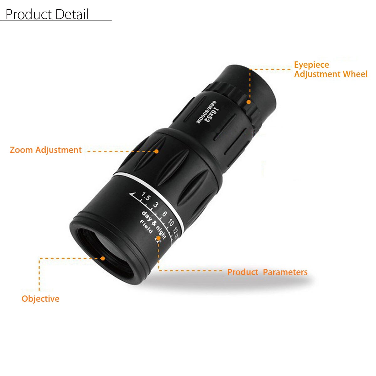 Olyyra 16x52 HD Monocular Binocular Camera – 10x Magnification, BAK4 Prism, Photo & Video Capture for Wildlife, Hiking & Travel