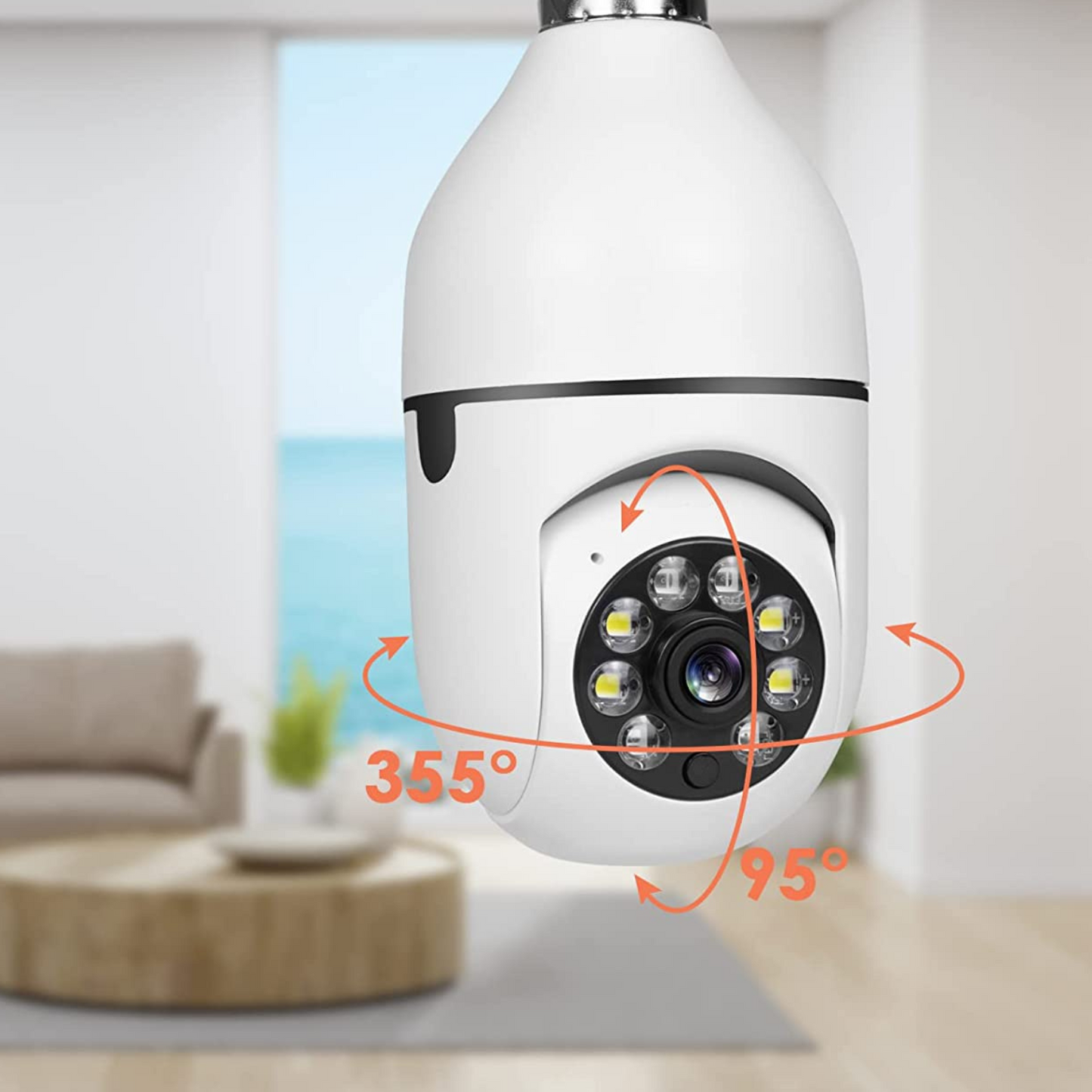 Olyyra Smart WiFi Light Bulb Security Camera – 1080p HD, 360° Rotating, IP67 Waterproof, Night Vision, Two-Way Audio, Motion Alerts | Indoor & Outdoor E27 Socket Surveillance