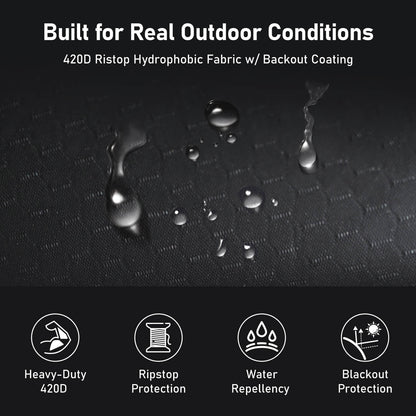 Olyyra Portable Car Shower Tent – 420D Blackout Ripstop Oxford, 65"–71" Adjustable Height, Folds to 43"×4.3"×4.3" | Outdoor Shower, Changing Room & Privacy Shelter
