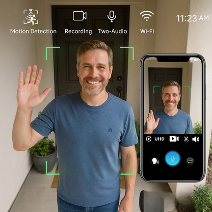 Olyyra Wireless Smart Video Doorbell – No Subscription, 1080P HD, 166° Wide Angle, 30-Day Battery, Two-Way Audio & Dual Band WiFi for Home Security
