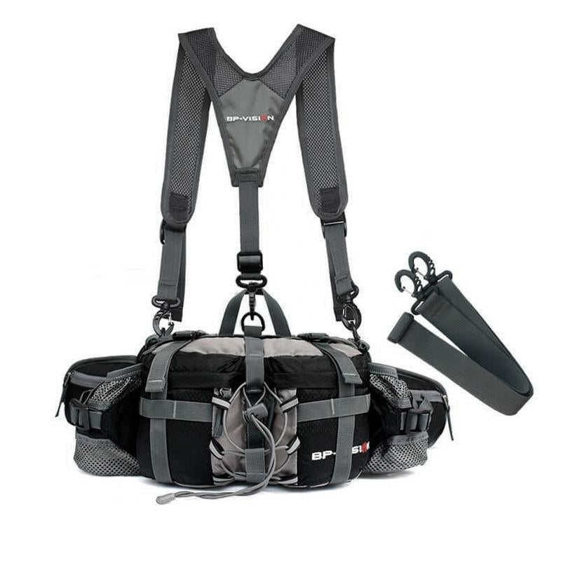 Olyyra Outdoor Hiking Hip Bag – 5L Waterproof Nylon Waist Pack with Dual Bottle Holders & 3 Carry Styles for Trail, Running & Travel