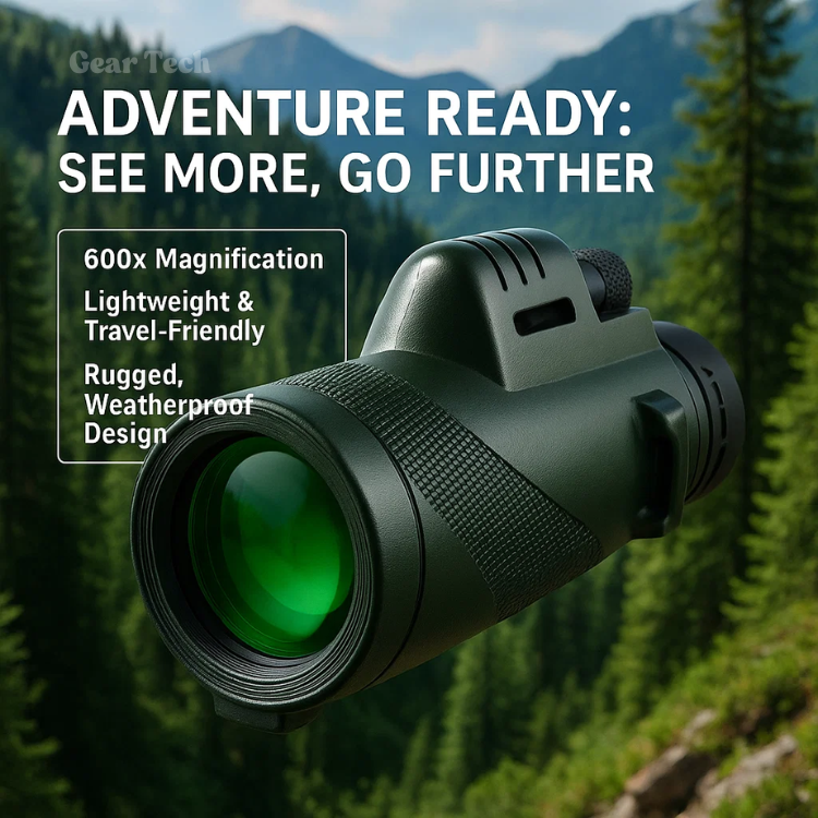 600x Ultra-Zoom HD Monocular Telescope – Multi-Coated HD Glass, Smartphone Attachment, Weatherproof & Shockproof, Under 200g | Hiking, Birdwatching, Sports Events & Wildlife Viewing