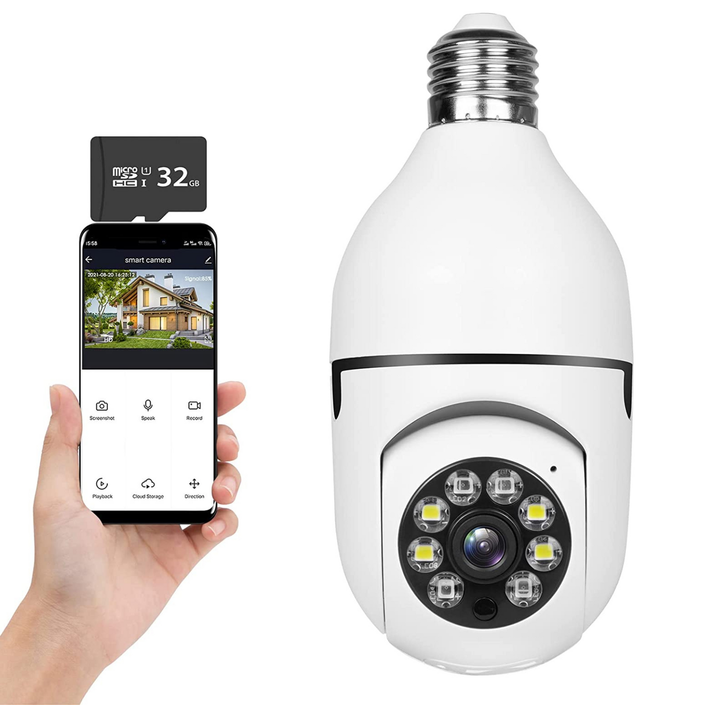 Olyyra Smart WiFi Light Bulb Security Camera – 1080p HD, 360° Rotating, IP67 Waterproof, Night Vision, Two-Way Audio, Motion Alerts | Indoor & Outdoor E27 Socket Surveillance