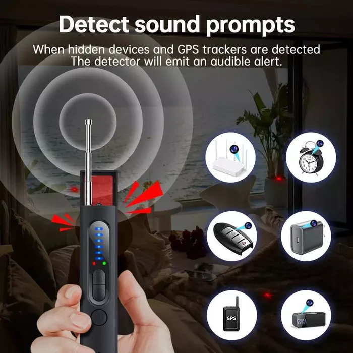Olyyra Advanced Hidden Camera & GPS Detector – Military-Grade RF Detection, 1MHz–6.5GHz Range, 25-Hour Battery, 6 Sensitivity Levels for Hotel, Airbnb & Travel Privacy