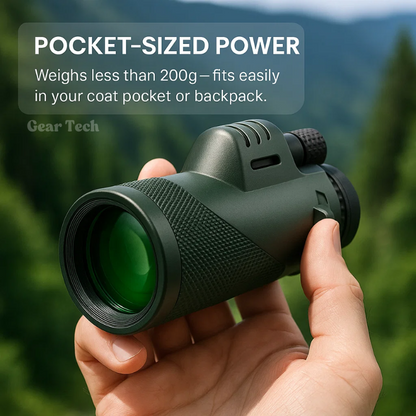 600x Ultra-Zoom HD Monocular Telescope – Multi-Coated HD Glass, Smartphone Attachment, Weatherproof & Shockproof, Under 200g | Hiking, Birdwatching, Sports Events & Wildlife Viewing