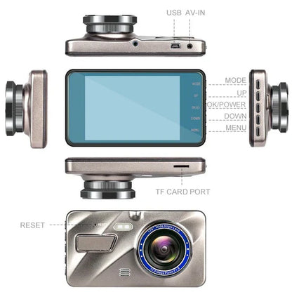 Olyyra Front & Rear Dash Cam – 1080P HD, 170° Wide Angle, 4" IPS Screen, G-Sensor Crash Lock, Motion Detection & Loop Recording for Car Night Vision