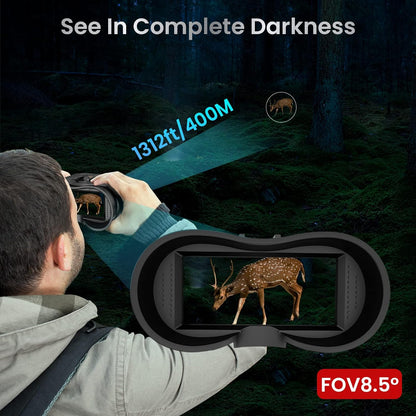 Olyyra 3D Night Vision Goggles Binoculars – 1.3MP Starlight Sensor, 400m Range, Dual 1.3" HD Screens, 8x Zoom, IP54 Waterproof, 3000mAh | Hunting, Wildlife & Night Adventure