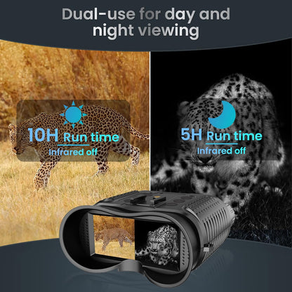 Olyyra 3D Night Vision Goggles Binoculars – 1.3MP Starlight Sensor, 400m Range, Dual 1.3" HD Screens, 8x Zoom, IP54 Waterproof, 3000mAh | Hunting, Wildlife & Night Adventure