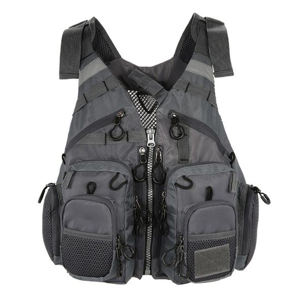 Olyyra Men's Breathable Fishing Vest – Ripstop Polyester, EPE Foam Buoyancy, 11 Pockets, Reflective Safety Strips | Fly Fishing, Kayak & Canoe Fishing