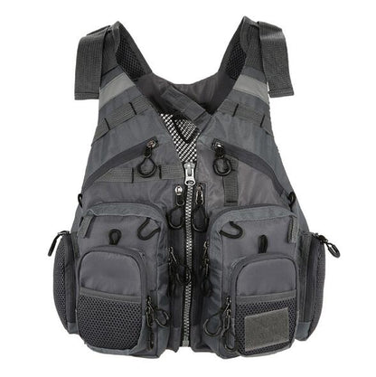 Olyyra Men's Breathable Fishing Vest – Ripstop Polyester, EPE Foam Buoyancy, 11 Pockets, Reflective Safety Strips | Fly Fishing, Kayak & Canoe Fishing
