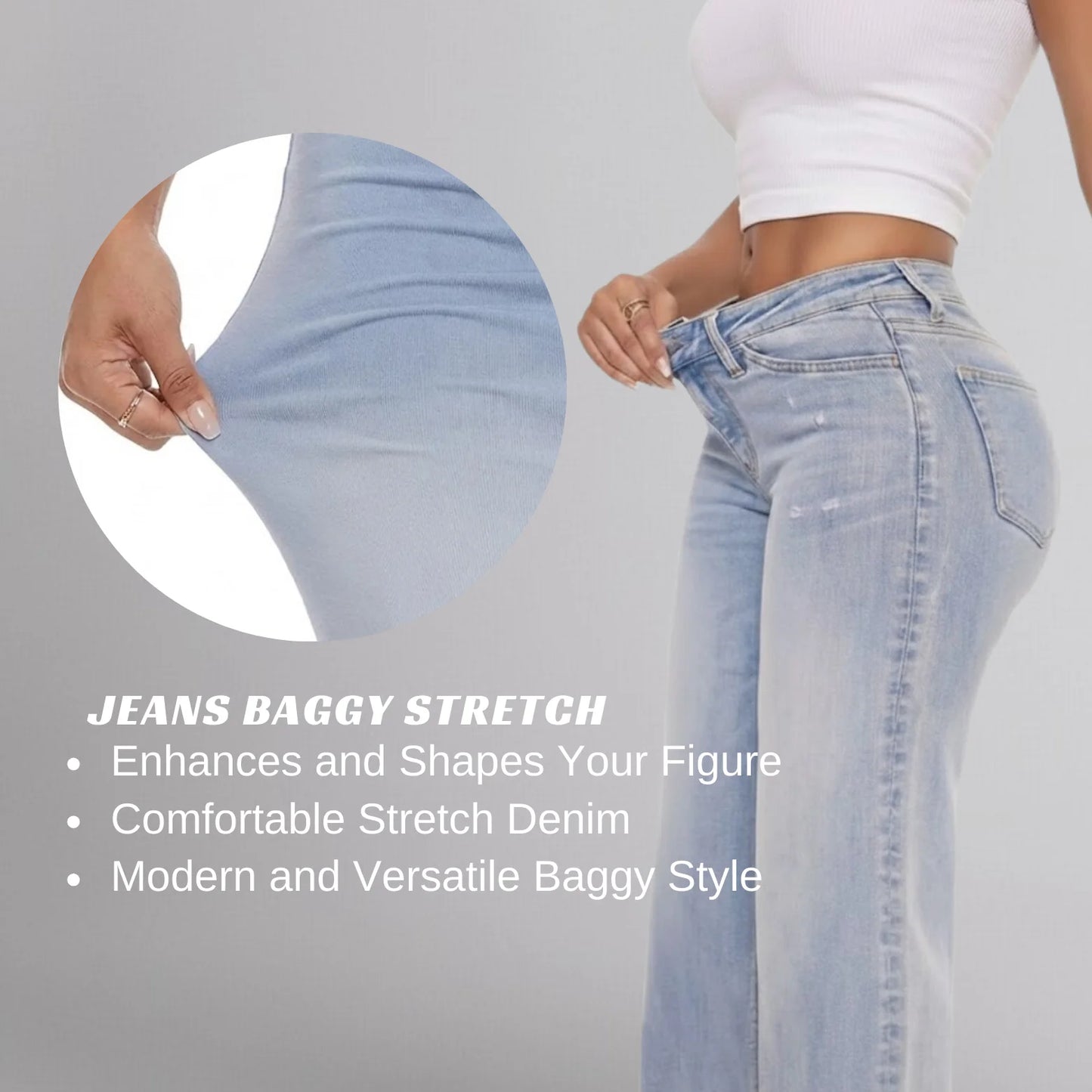 Butt Lifting Mid-Low Rise Straight-Leg Jeans