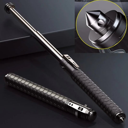 Olyyra Tactical Self-Defense Walking Stick – One-Click Spring-Loaded Deployment, Durable Alloy Steel, Telescopic Compact Design, Textured Anti-Slip Ergonomic Grip | Hiking, Urban Safety & Daily Mobility