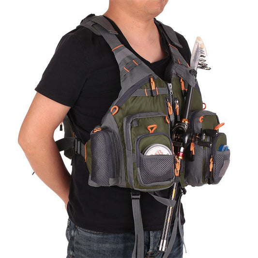 Olyyra Men's Breathable Fishing Vest – Ripstop Polyester, EPE Foam Buoyancy, 11 Pockets, Reflective Safety Strips | Fly Fishing, Kayak & Canoe Fishing