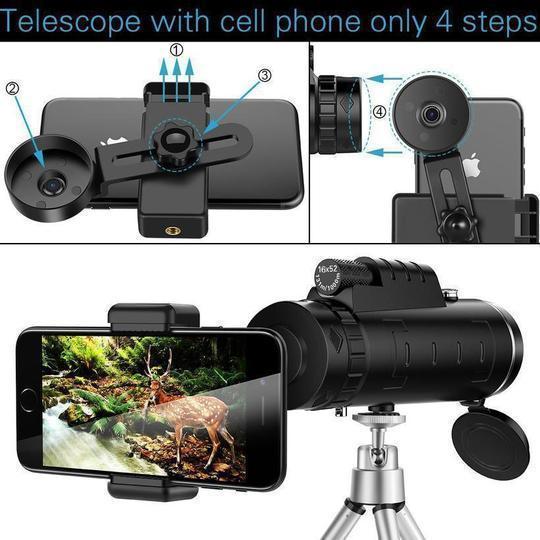 Olyyra 16x52 HD Waterproof Monocular Telescope – BAK4 Prism, Fully Multi-Coated Lens, Nitrogen-Filled Fogproof for Bird Watching, Hiking, Hunting & Wildlife