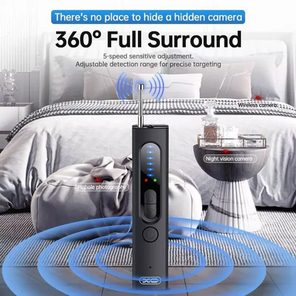 Olyyra Advanced Hidden Camera & GPS Detector – Military-Grade RF Detection, 1MHz–6.5GHz Range, 25-Hour Battery, 6 Sensitivity Levels for Hotel, Airbnb & Travel Privacy