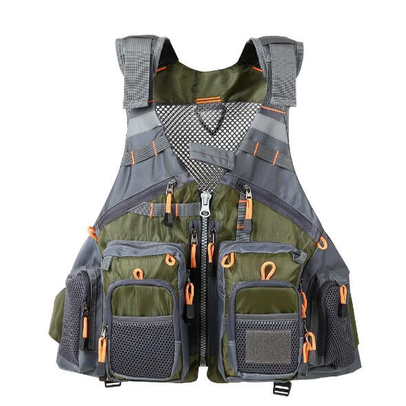 Olyyra Men's Breathable Fishing Vest – Ripstop Polyester, EPE Foam Buoyancy, 11 Pockets, Reflective Safety Strips | Fly Fishing, Kayak & Canoe Fishing
