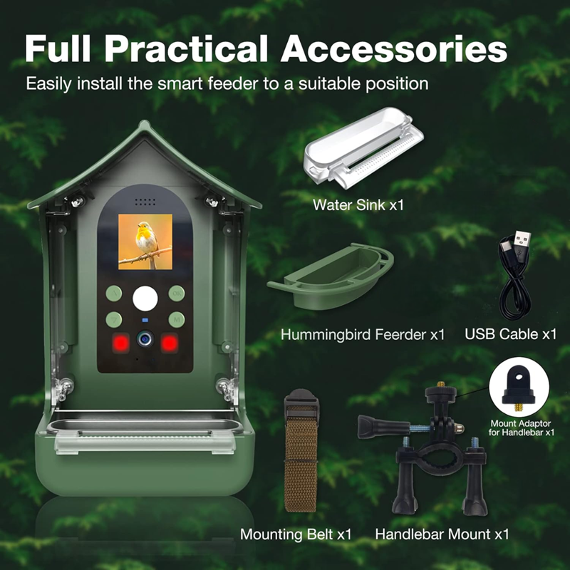 Olyyra Smart Bird Feeder with PIR Motion Detection Camera – 1080p HD Night Vision, 100° Wide Angle, Dual Feeding Troughs, Auto Capture | Backyard Bird Watching & Wildlife Camera