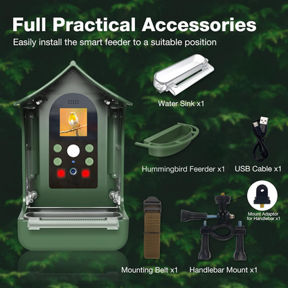 Olyyra Smart Bird Feeder with PIR Motion Detection Camera – 1080p HD Night Vision, 100° Wide Angle, Dual Feeding Troughs, Auto Capture | Backyard Bird Watching & Wildlife Camera