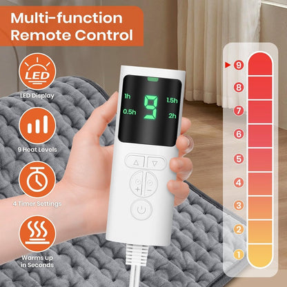 Olyyra Infrared Electric Heating Pad – 9 Adjustable Heat Settings (28–51°C), Moist & Dry Therapy, 0.5–2H Timer, Soft Micro-Plush | Back, Knee, Shoulder & Period Pain Relief