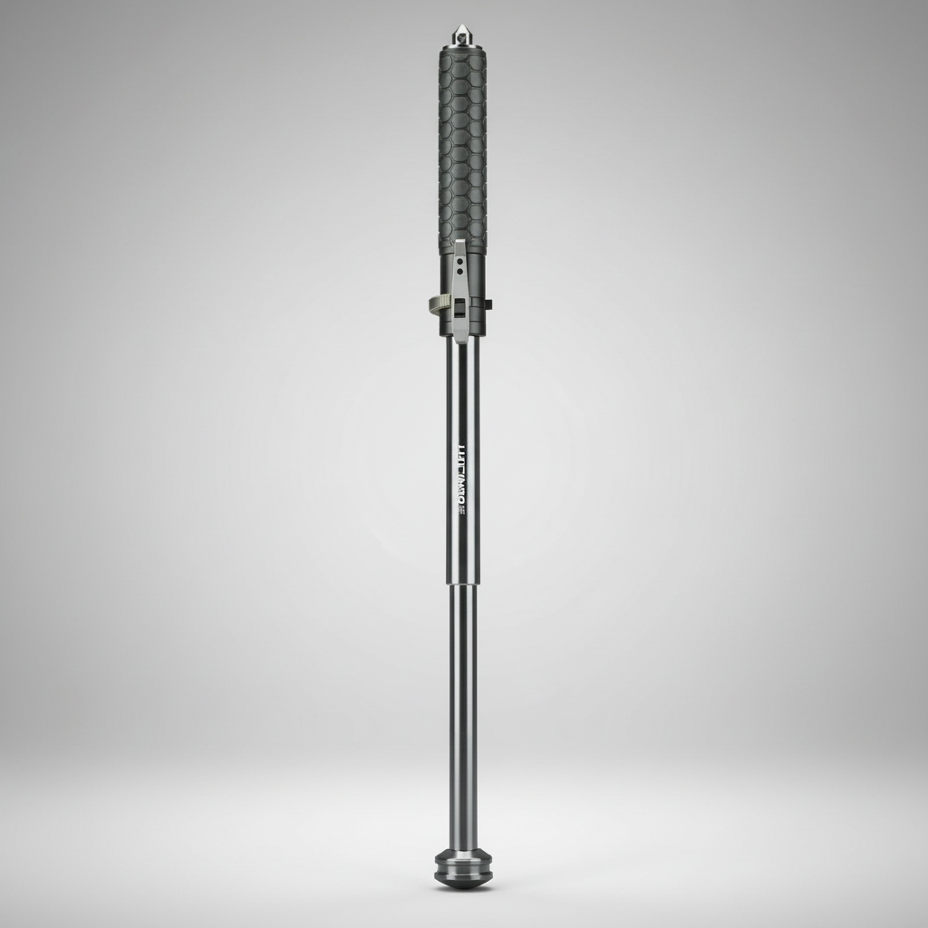 Olyyra Auto-Deploy Hiking Walking Stick – Lightweight Alloy Trekking Pole with Anti-Slip Grip for Trail, Camping & Outdoor Safety