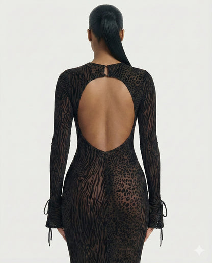 Savanna Mesh Open Back Maxi Dress