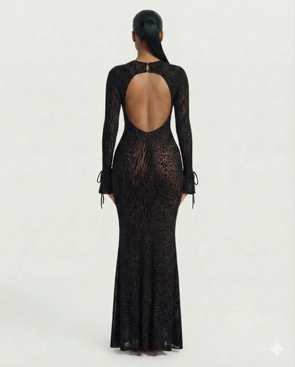 Savanna Mesh Open Back Maxi Dress