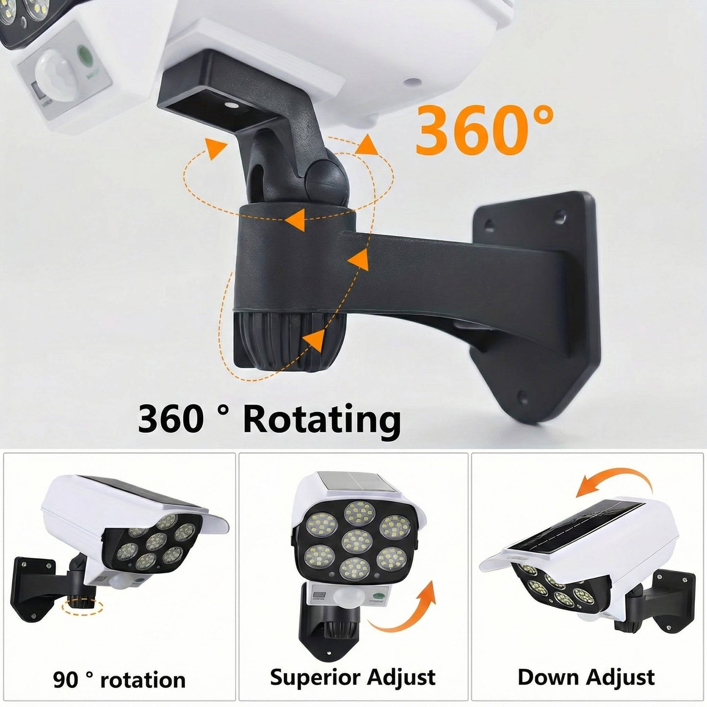 Olyyra 2000 Lumen Solar Motion Sensor Security Light – 77 LEDs, IP65 Waterproof, 360° Rotating, 3 Modes, Remote Control, Fake Camera Design | Outdoor Driveway, Yard & Garden Floodlight