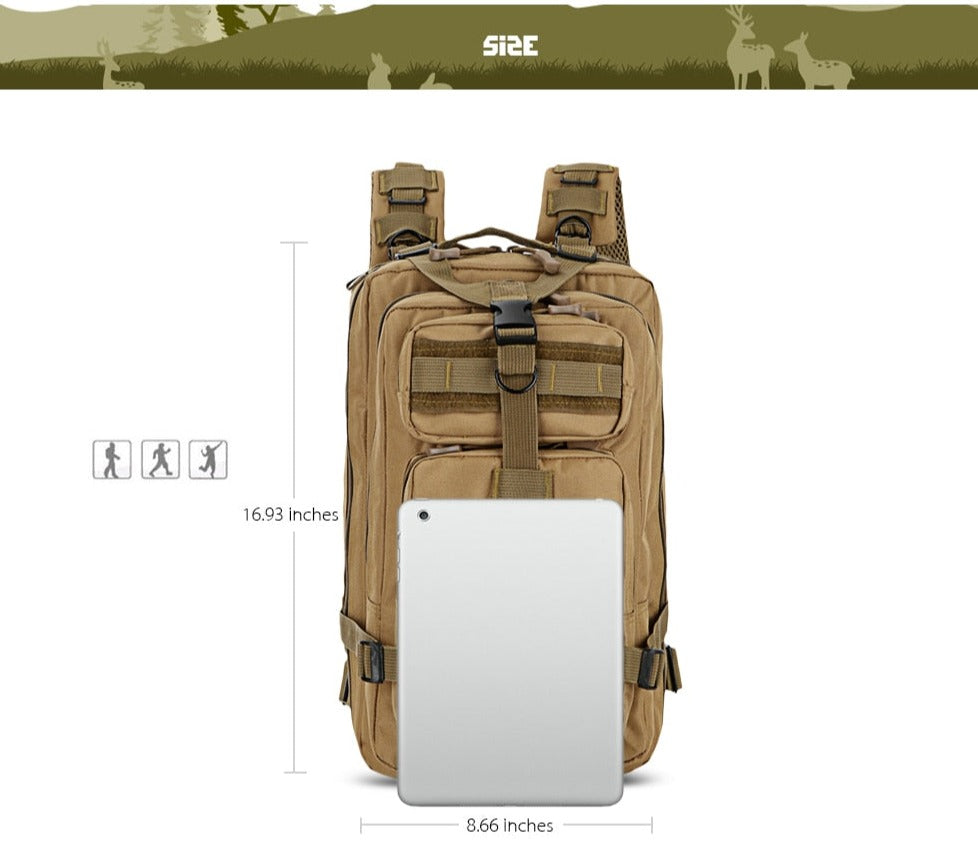 Olyyra Military Tactical Backpack 25L – Wear-Resistant, MOLLE System, Multi-Pocket, Padded Straps | Camping, Hiking, Travel & Outdoor Adventures