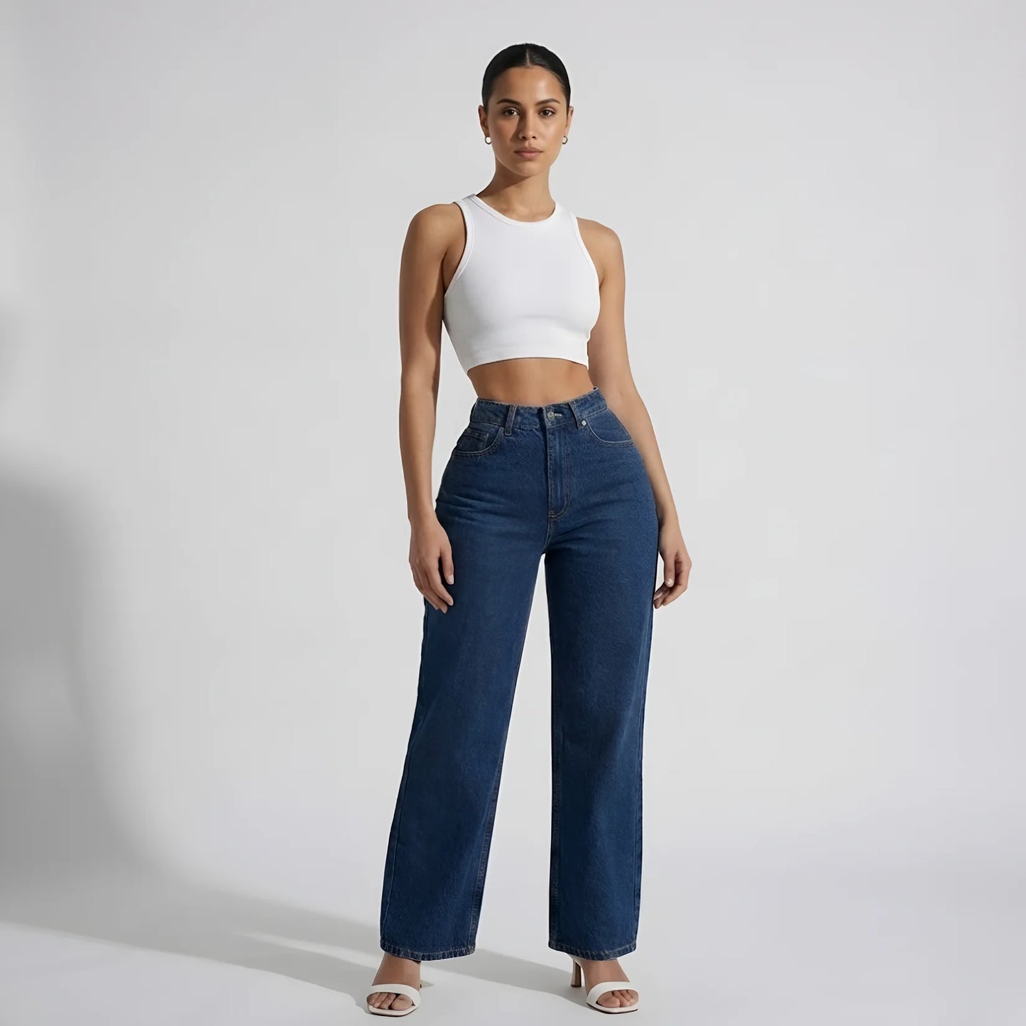 Butt Lifting Mid-Low Rise Straight-Leg Jeans