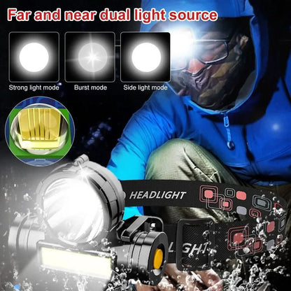 Olyyra Versatile LED Headlamp – Lightweight Rechargeable Camping & Hiking Head Torch with Hands-Free Design for Outdoor Adventures