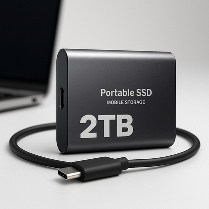 Olyyra Pro-Speed 2TB Portable SSD – Up to 1050 MB/s, USB-C/USB 3.1, Plug & Play, Windows, macOS & Linux Compatible