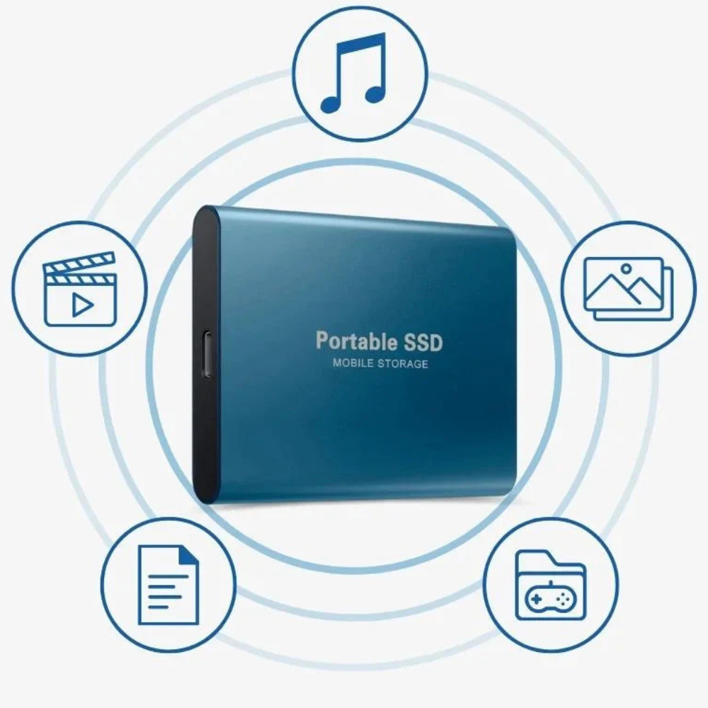 High-Capacity Shockproof Portable SSD – Up to 1050 MB/s, USB-C USB 3.2 Gen 2, Splash-Resistant Aluminum & Silicone, 1TB–16TB | PS5, Xbox, Windows, macOS, Linux & Android